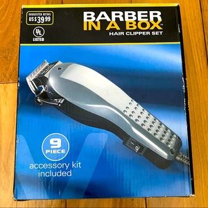 Hair Clipper Set Barber in a Box 9 Piece with Accessory Kit Included